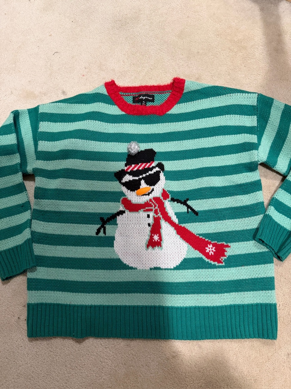 32 Degrees Striped Green Ugly Christmas Sweater Sz Med